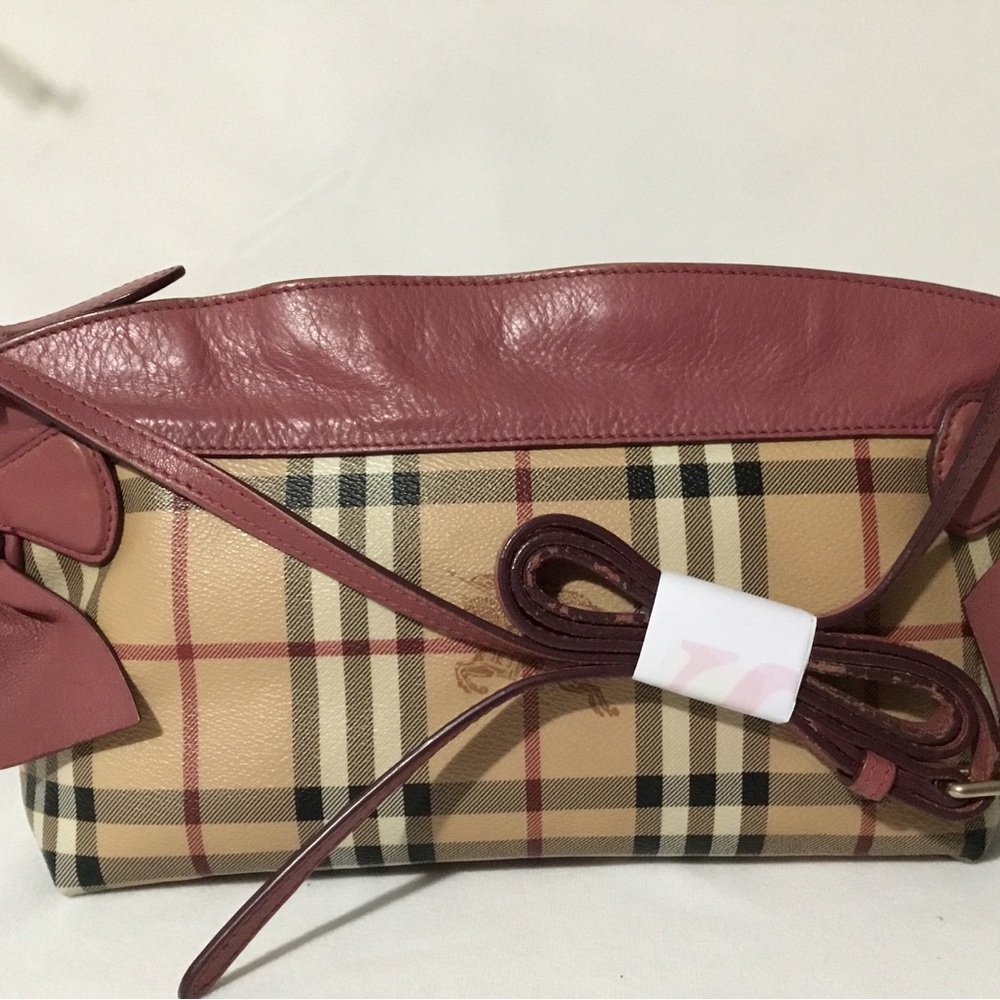 Authentic Burberry Tan and Pink Women's Crossbody Bag